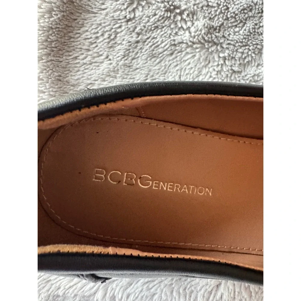 BCBGeneration Tinaa Black Lug Sole Loafers Chain Platform Chunky 9